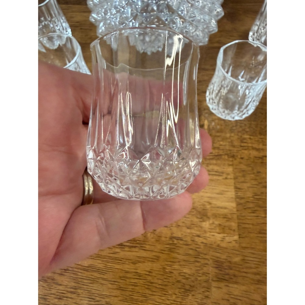 Cristal d Arques Crystal Decanter Set France Diamond Cut Liquor Set 5 Glasses - Picture 5 of 13
